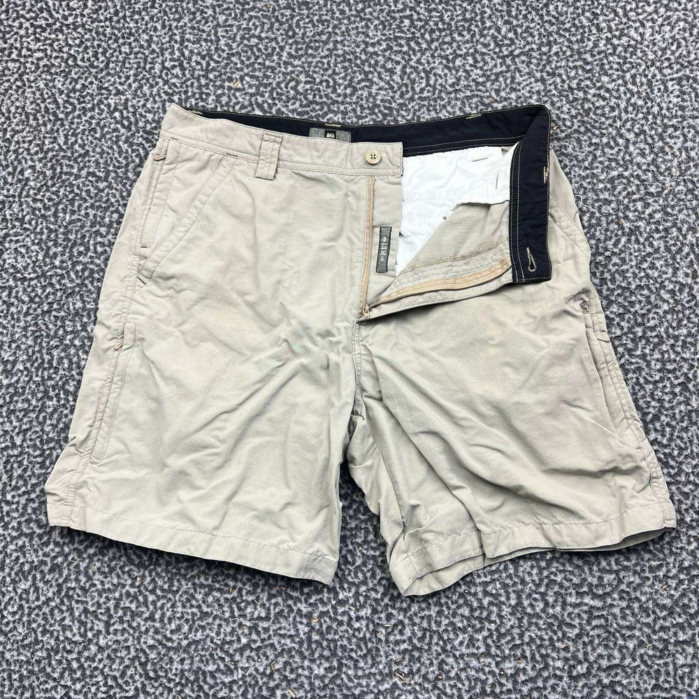 REI Hiking Shorts Men 34 Beige UPF 50+ Outdoor Cargo Utility Trail